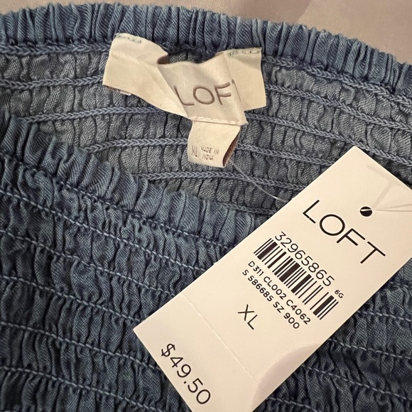 NWT LOFT denim flutter sleeved top XL - Picture 5 of 7